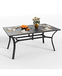 Streamdale Furniture 7-Piece Outdoor Patio Dining Set: Rectangular Metal Table and 6 Ergonomic Chairs