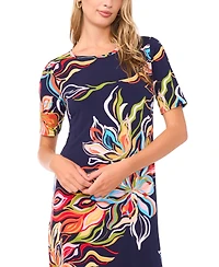 Vince Camuto Women's Printed Crewneck Dress
