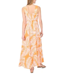 Vince Camuto Women's Tropical-Print Smocked Back Tiered Sleeveless Maxi Dress