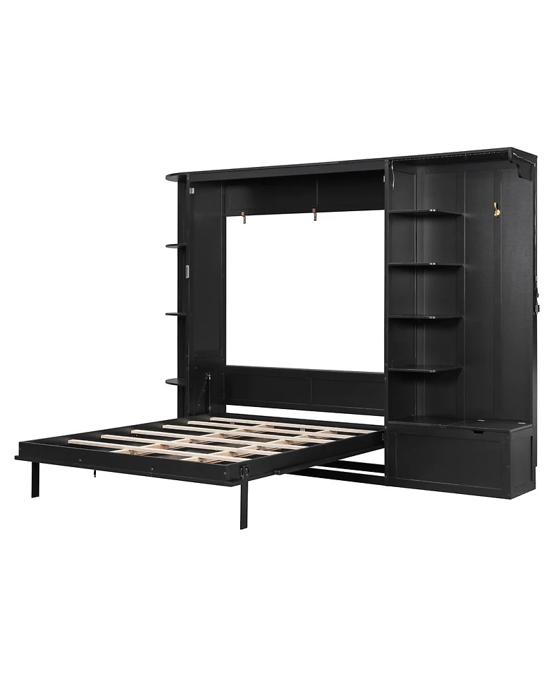 Streamdale Furniture Murphy Bed with Storage, Lights, and Shelves