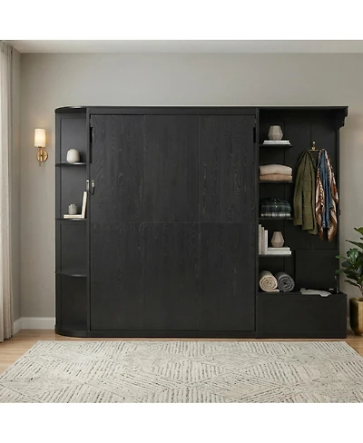Streamdale Furniture Murphy Bed with Storage, Lights, and Shelves