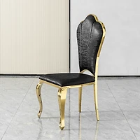 Streamdale Furniture Set of 2 Modern Pu Leather Dining Chairs with Gold Stainless Steel Legs
