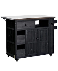 Streamdale Furniture Outdoor Extendable Stainless Steel Top Kitchen Island And Grill Cart