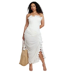 Eloquii Women's PatBO x Ruffled Sheer Mesh Skirt