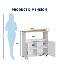 gaomon Rolling Kitchen Island with Storage Cabinet, Kitchen Cart, Portable Mobile Kitchen Island with Towel Rack for Kitchen, Dining Room