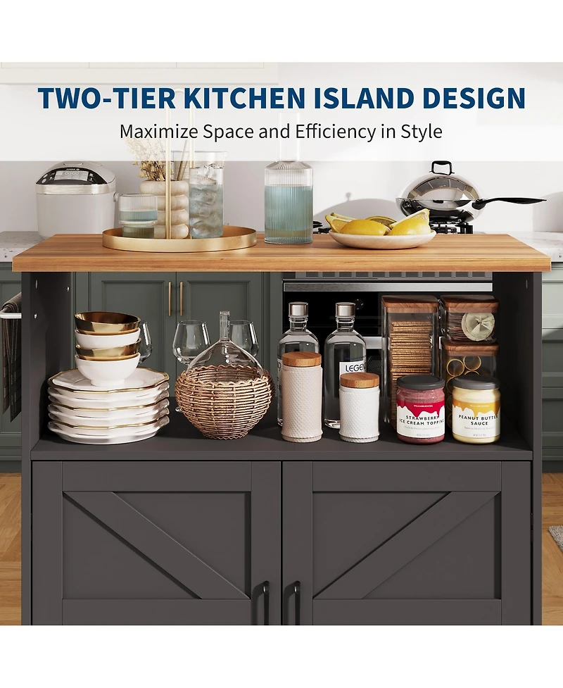 gaomon Rolling Kitchen Island with Storage Cabinet, Cart, Portable Mobile Towel Rack for Kitchen, Dining Room
