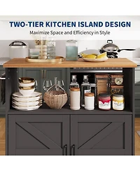 gaomon Rolling Kitchen Island with Storage Cabinet, Cart, Portable Mobile Towel Rack for Kitchen, Dining Room