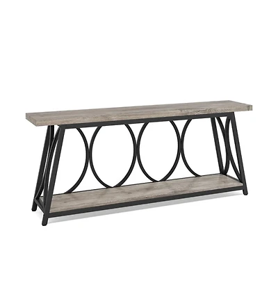 Slickblue Behind Couch Console Table with 2 Shelves, Industrial Style Sofa Design