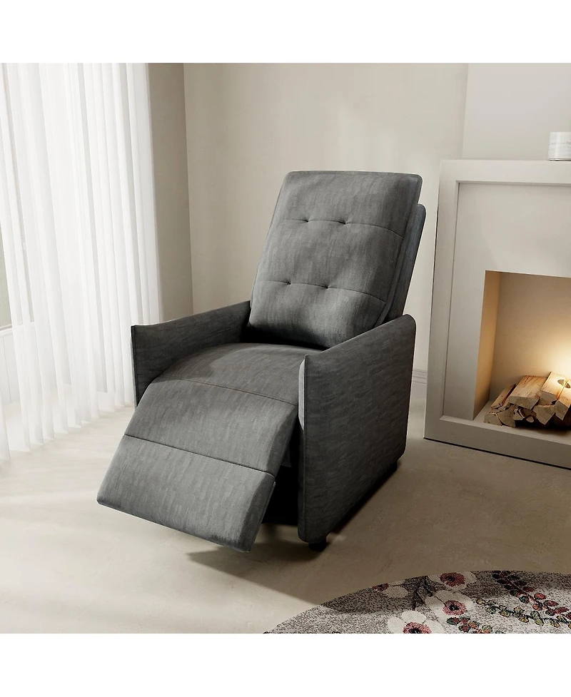 Streamdale Furniture Chenille Fabric Manual Push Back Recliner Chair with Adjustable Footrest