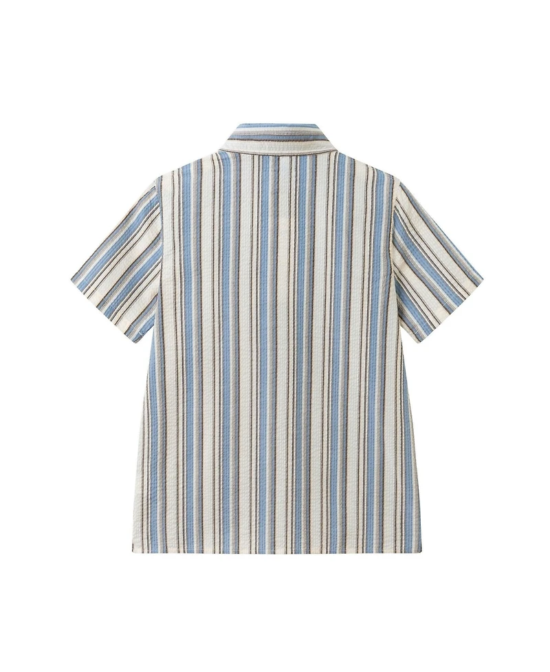 Andy and Evan Boys Stripe Puckered Stripes Buttondown