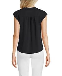 Lands' End Women's Cap Sleeve Lightweight Jersey Lace Shoulder Tee