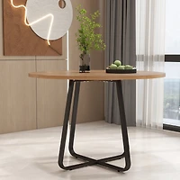 Streamdale Furniture Round Modern Dining Table with X-Shaped Metal Base for 4-6 People