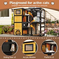 Streamdale Furniture 4-Tier Weatherproof Outdoor Catio with Platforms and Resting Rooms