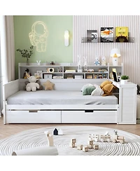 Streamdale Furniture Wooden Daybed with Storage Shelves, Drawers