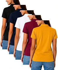 Galaxy by Harvic Women's Short Sleeve School Uniform Pique Polo Shirt-5 Pack