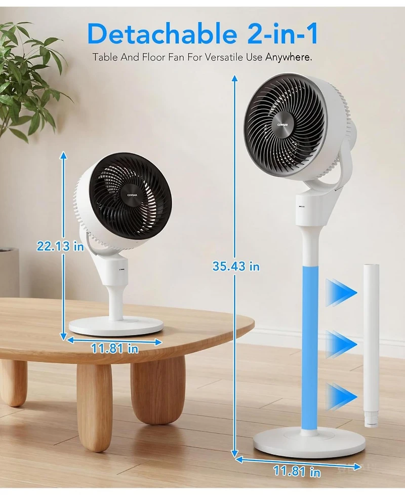Cowsar Pedestal Fan, 3 Spd, 6H, 80degree(s) Osc, Aroma, Detachable