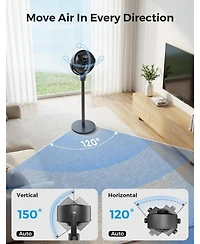 Cowsar Quiet Pedestal Fan, 150degree(s)+120degree(s) Osc, 6 Spd/3M/7H, Dc
