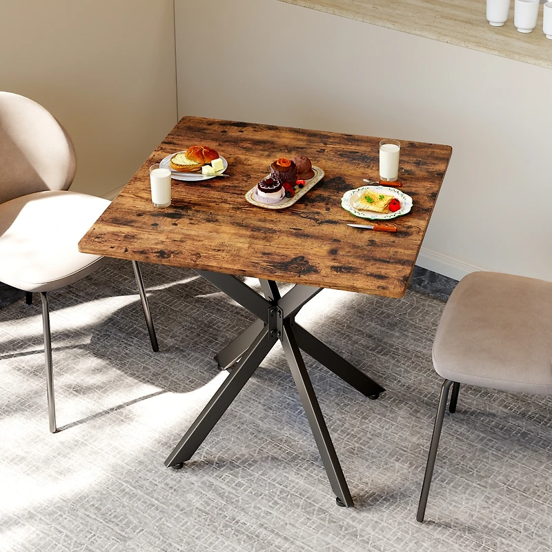 Streamdale Furniture Rustic Square X-Frame Side Table, Industrial Wood Grain End Table
