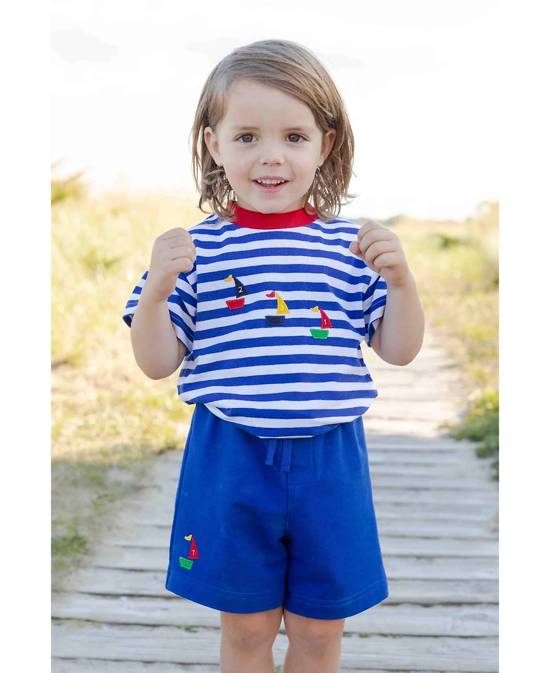 Florence Eiseman Little Boys Knit Short Set With Sailboats