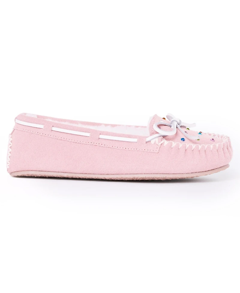 Minnetonka Women's Cally Rhinestone Suede Slippers