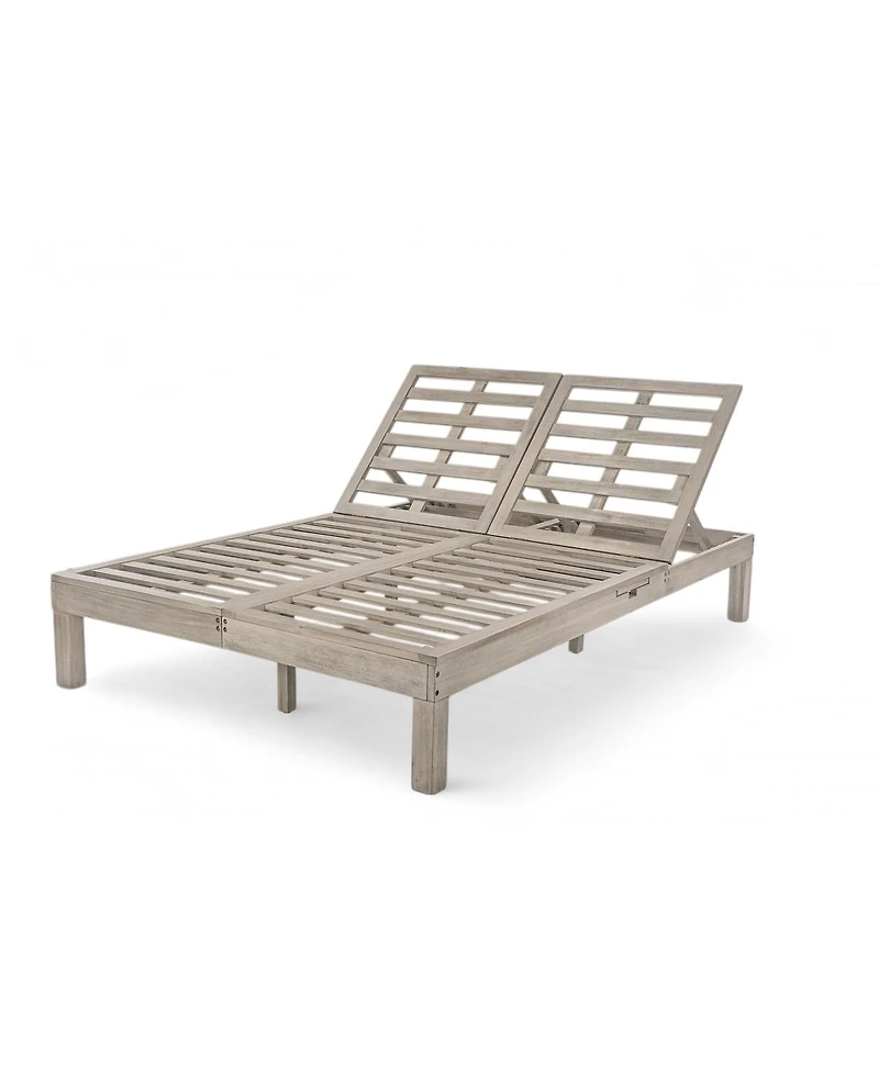 Streamdale Furniture 5-Position Adjustable Double Outdoor Chaise Lounge with Cushions and Side Trays