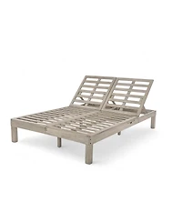 Streamdale Furniture 5-Position Adjustable Double Outdoor Chaise Lounge with Cushions and Side Trays