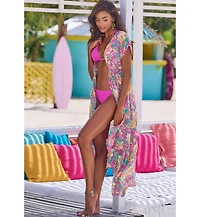 Lascana Women's Floral Flounce Hem Cover up Beach Dress