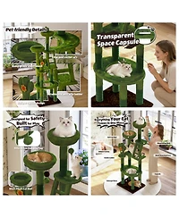 6thdruple Cactus Cat House Tower Multi-Level Tree with Capsule, Perches and Sisal Posts
