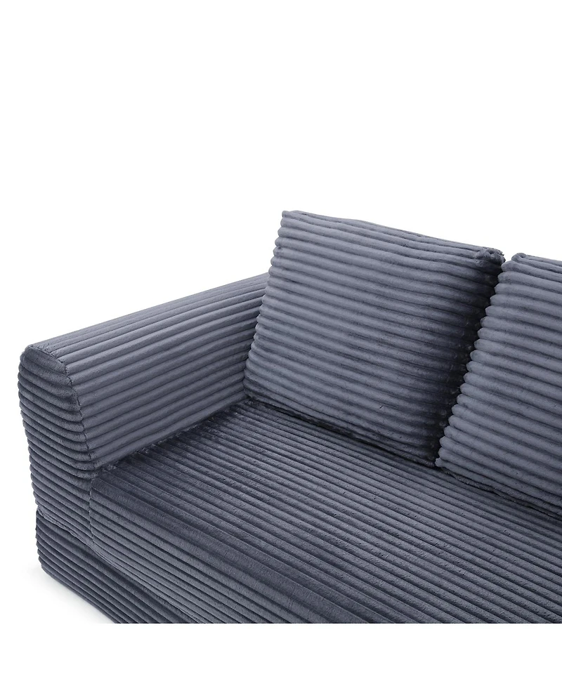 Streamdale Furniture 2-in-1 Folding Convertible Sofa Bed, Modern Corduroy Sleeper Couch with 2 Pillows