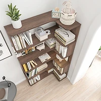 Streamdale Furniture 90cm Freestanding Corner Bookshelf with Anti-Tip Device