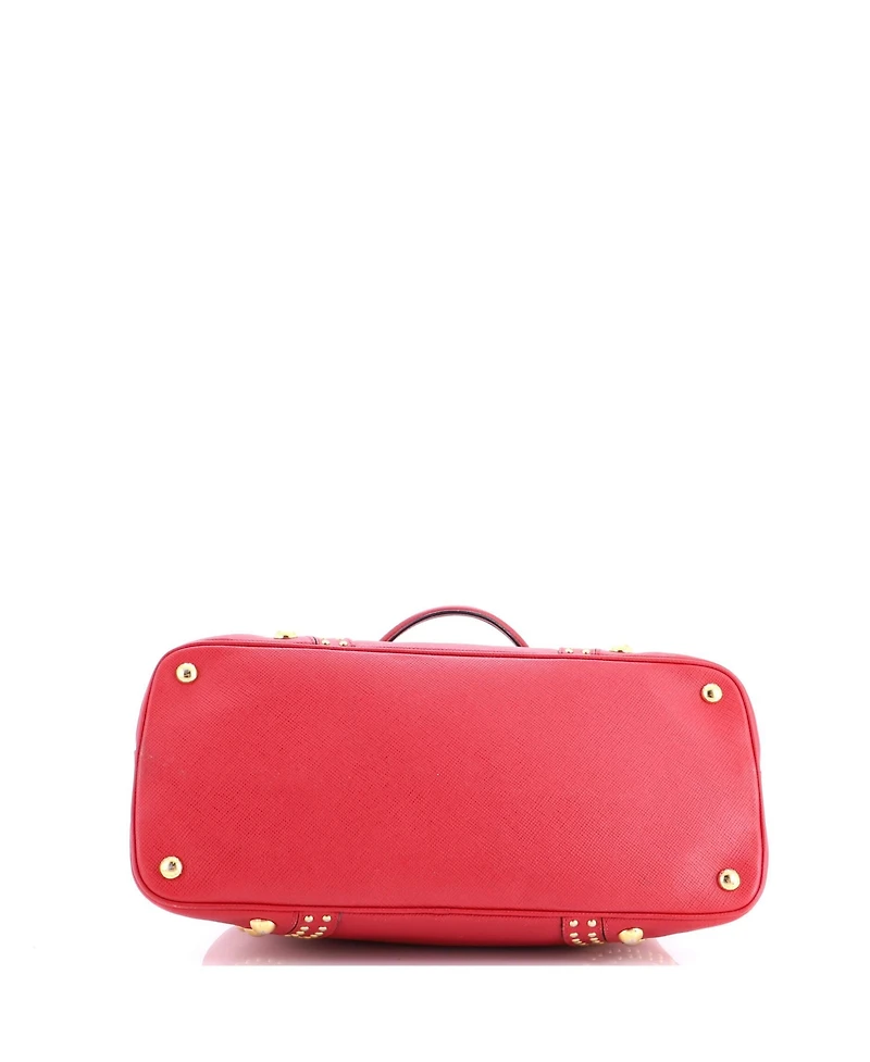 Pre-Owned Prada Medium Convertible Turnlock Dome Satchel Studded Saffiano Leather