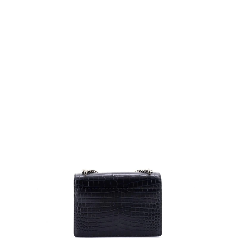 Pre-Owned Saint Laurent Sunset Chain Wallet Embossed Leather
