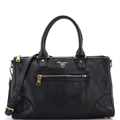 Pre-Owned Prada Medium Front Zip Convertible Satchel Vitello Phenix