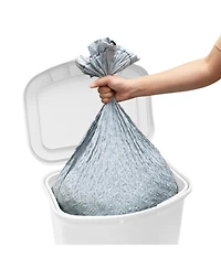Glad Kitchen Trash Can with Lid, Foot Pedal and Garbage Bag Rings, 13 Gal, White