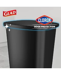 Glad Trash Can with Lid, Stainless Foot Pedal and Garbage Bag Rings, 20 Gal, Black