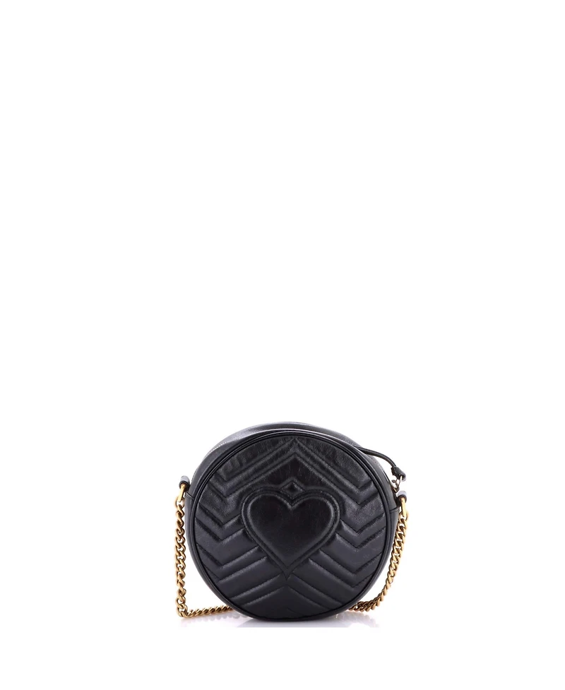 Pre-Owned Gucci Mini Gg Marmont Round Shoulder Bag Matelasse Leather