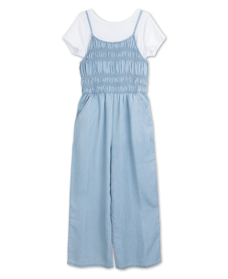 Speechless Girls' 7-16 Short-Sleeve T-Shirt and Jumpsuit, 2-Piece Set
