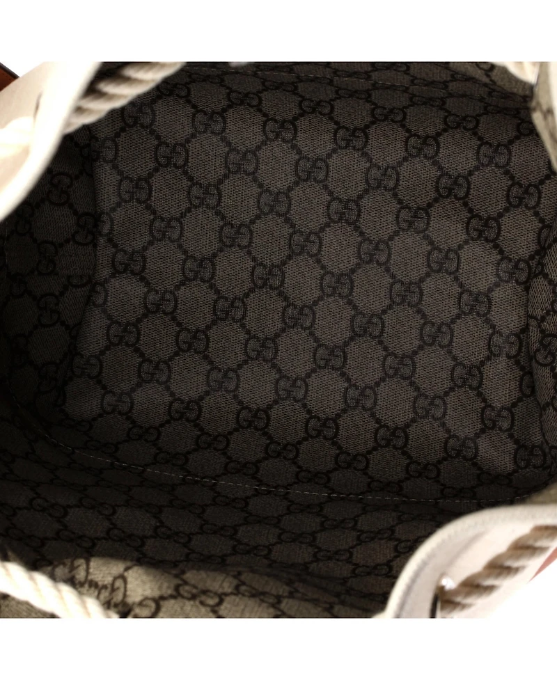 Pre-Owned Gucci Logo Bucket Bag Printed Canvas
