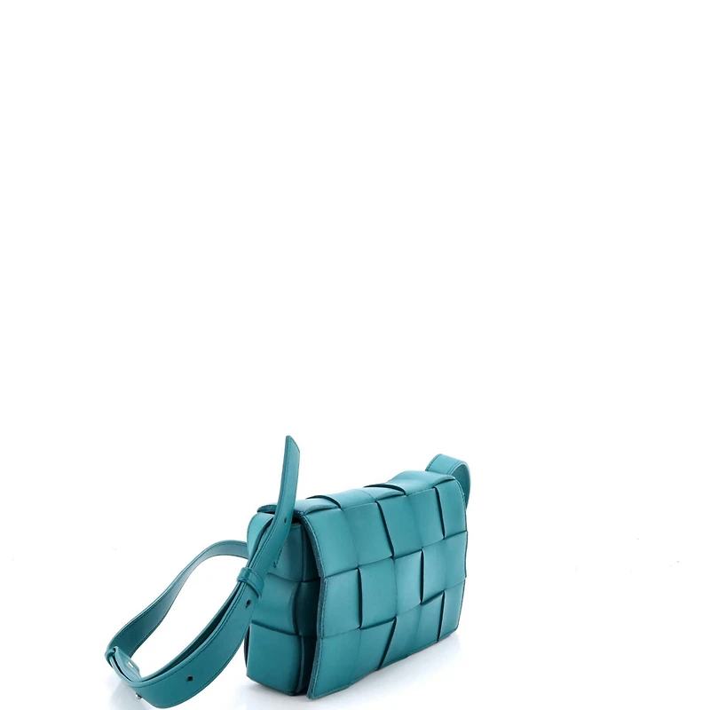 Pre-Owned Bottega Veneta Small Cassette Crossbody Bag Maxi Intrecciato Leather