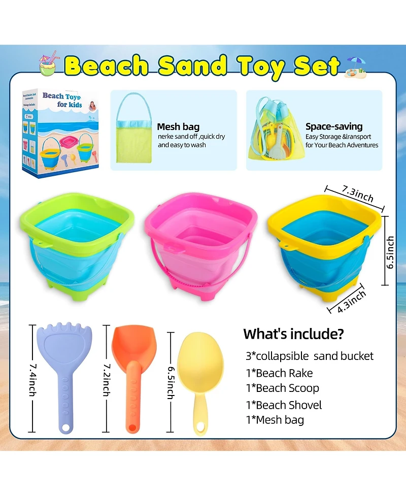 Gnuadz Collapsible Beach Sand Bucket Set With Shovels