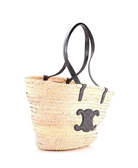 Pre-Owned Celine Large Triomphe Basket Shoulder Bag Raffia with Leather