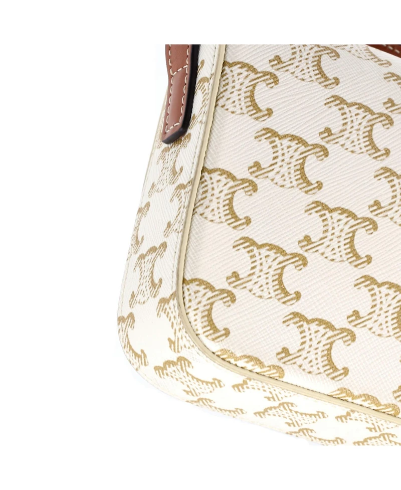 Pre-Owned Celine Triomphe East-West Shoulder Bag Triomphe Coated Canvas