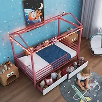 Streamdale Furniture Kids House Floor Bed Frame with Roof