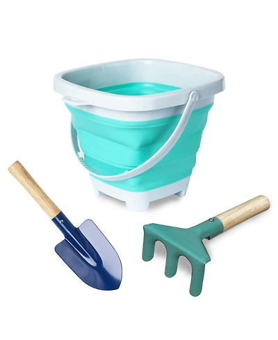 Gnuadz Collapsible Metal Beach Bucket Shovel Rake Set