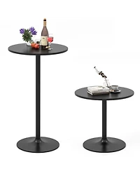 Slickblue Set of 2 Round Cocktail Side Table with Metal Frame and Mdf Top, Modern Living Room Furniture