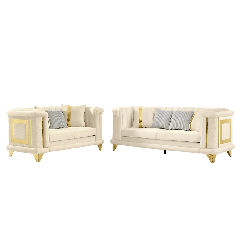 Streamdale Furniture Velvet Luxury Sofa Set