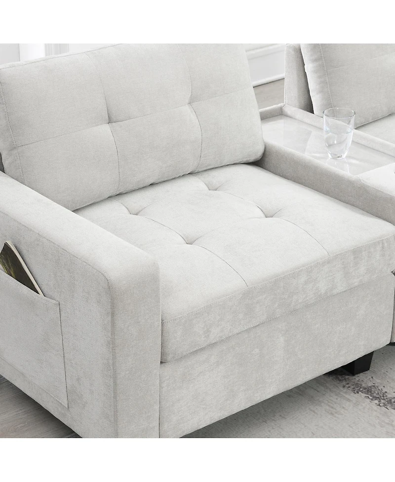 Streamdale Furniture 104" Sectional Sofa w/ Ottoman, Storage, Usb, Table Top