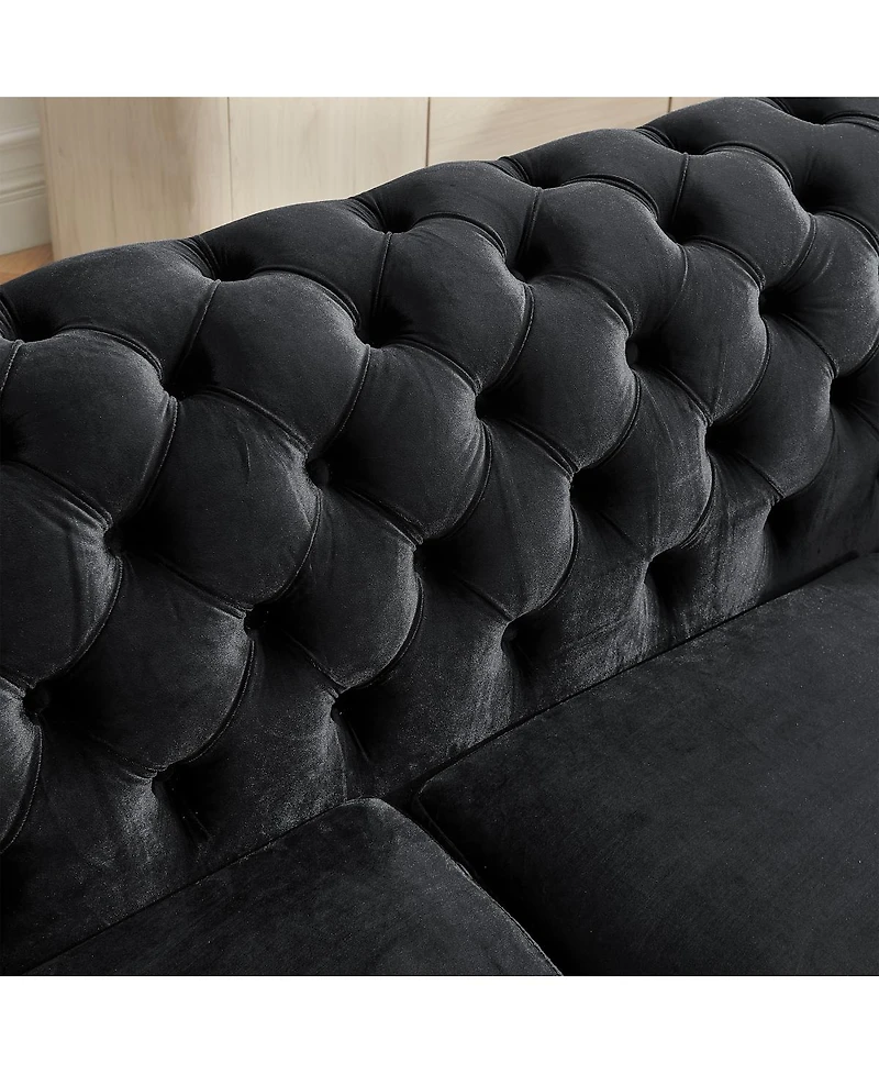 Streamdale Furniture Elegant Velvet 2-Seater Sofa with Gold Trim and Pillows