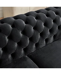 Streamdale Furniture Elegant Velvet 2-Seater Sofa with Gold Trim and Pillows