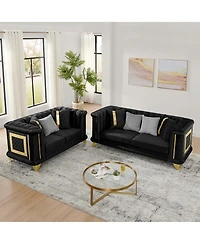 Streamdale Furniture Velvet Luxury Sofa Set, Mid Century Modern